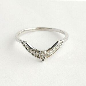 Wishbone Eternity Band Stacking Ring Jacket in White Sapphire Sterling Silver